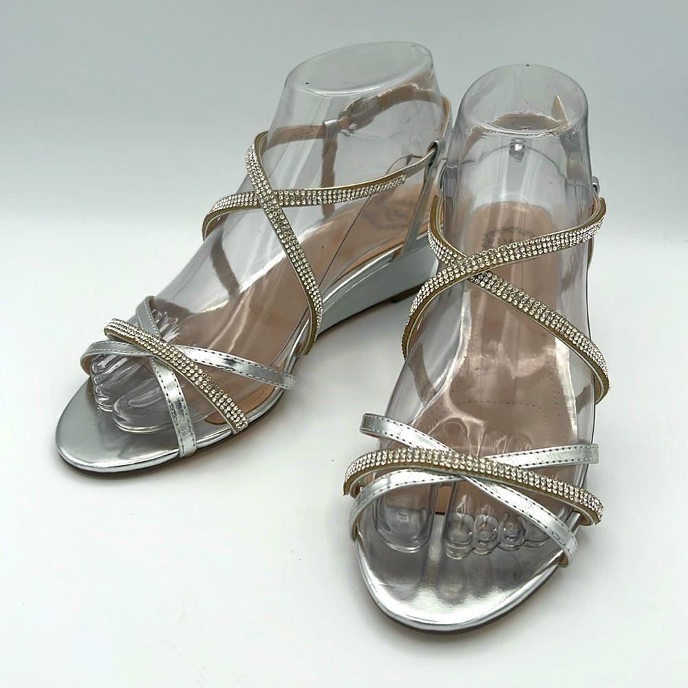 Elegant Silver and Gold Strappy Wedges